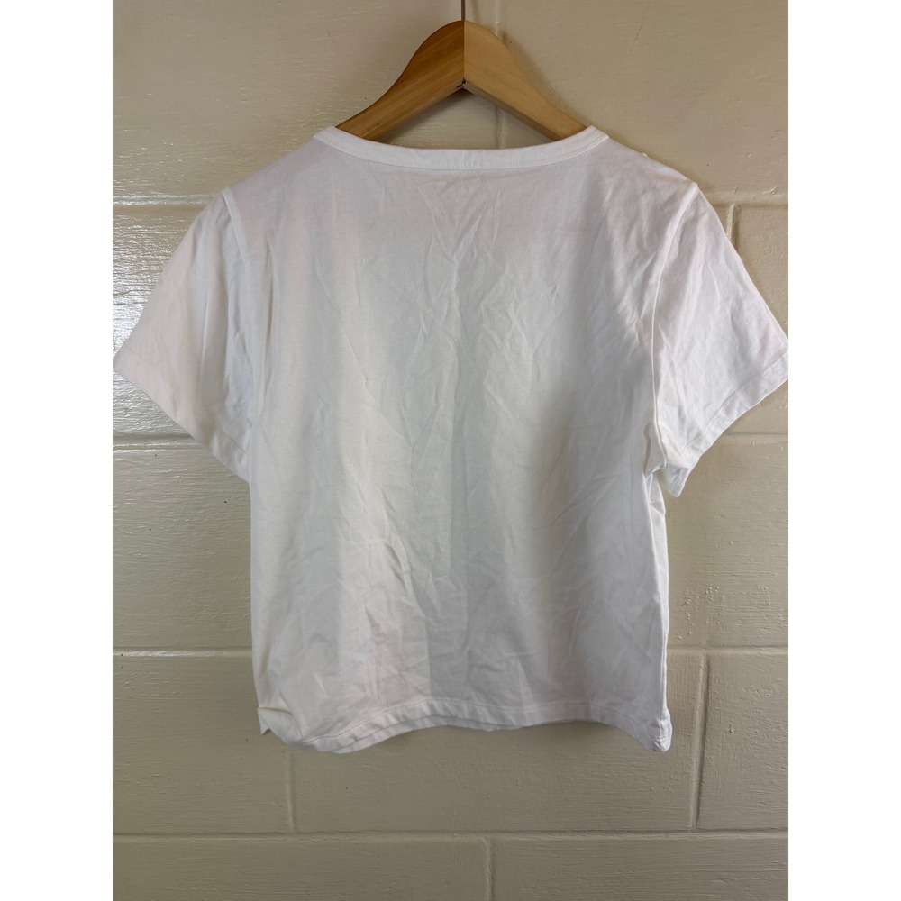 Pilcro Shoulder Button Tee Womens Medium White Short Sleeve Cotton Basics - Picture 2 of 9